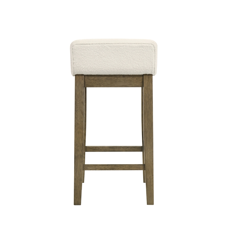 Annikah Wood Counter Height Bar Stool in Putty Brown/White Boucle Seat- Set of 4