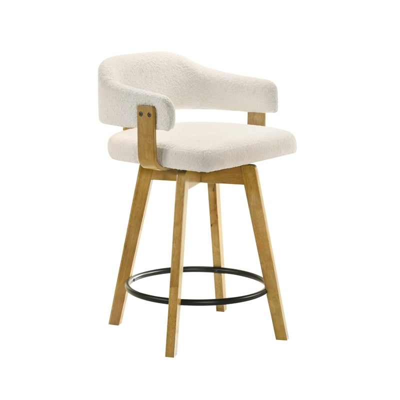 Callah Counter Height Bar Stool in Amber Glow/White Boucle Fabric - Set of 4