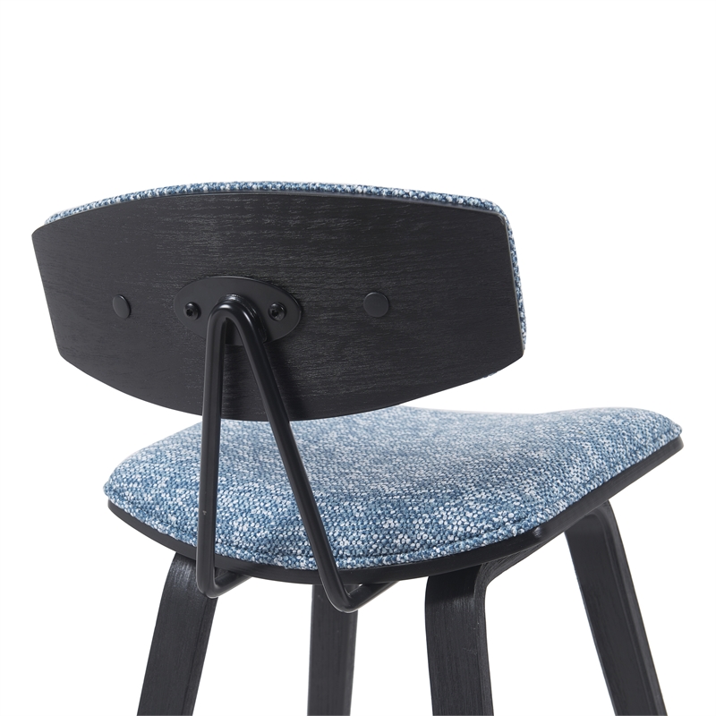 Fox Swivel Counter Height Bar Stool with Blue Seat and Black Wood Frame-Set of 3
