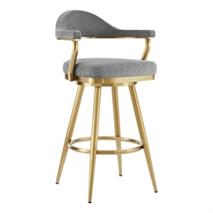 Justin 26&quot Swivel Counter Stool with Gold Brushed SS and Anchor Gray Fabric