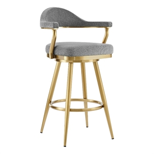 Justin 30&quot Swivel Bar Stool with Gold Brushed SS and Anchor Gray Fabric