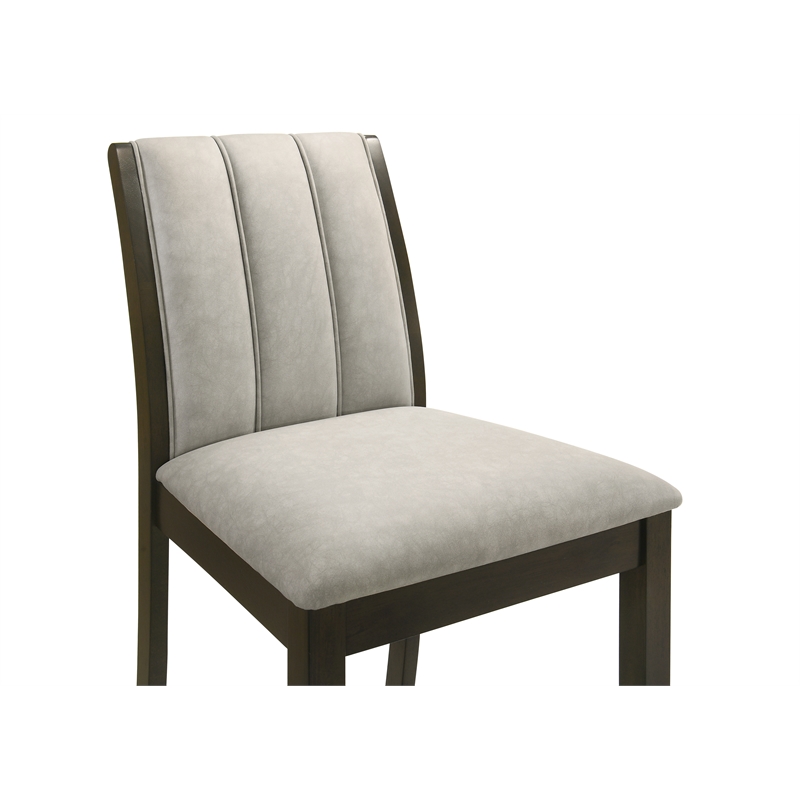 Nolan 30 in. Dark Roast Bar Height Rubberwood Barstool with Grey Fabric Seat