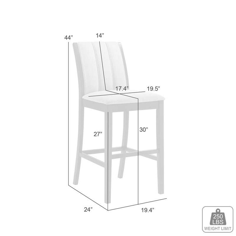 Nolan 30 in. Dark Roast Bar Height Rubberwood Barstool with Grey Fabric Seat