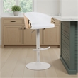 Solstice Adjustable Swivel Barstool in Ivory with White Seat/Oak Wood Accents