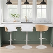 Solstice Adjustable Swivel Barstool in Ivory with White Seat/Oak Wood Accents