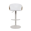 Solstice Adjustable Swivel Barstool in Ivory with White Seat/Oak Wood Accents