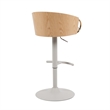 Solstice Adjustable Swivel Barstool in Ivory with White Seat/Oak Wood Accents