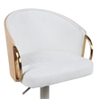 Solstice Adjustable Swivel Barstool in Ivory with White Seat/Oak Wood Accents