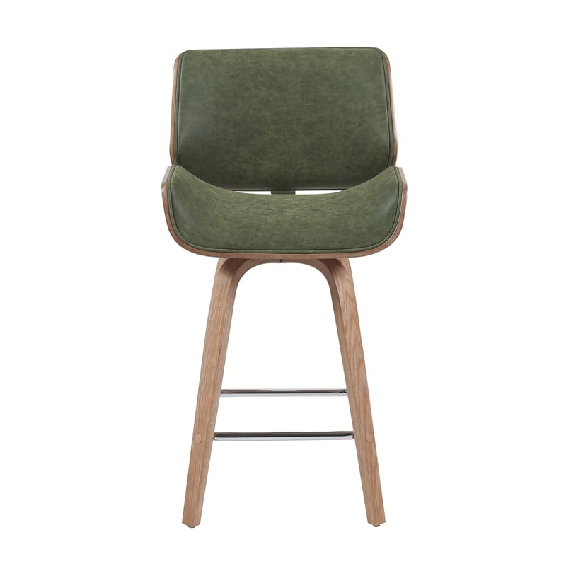 Tyler Counter Height Swivel Bar Stool in White Wash Wood/Vintage Green