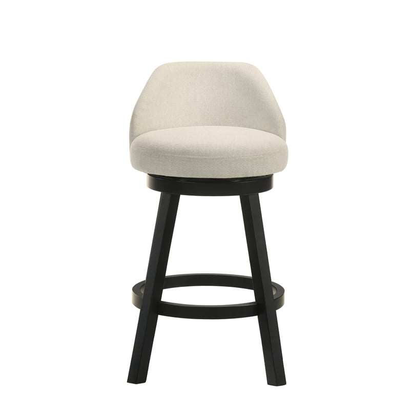 Erika Swivel Wood Counter Height Kitchen Bar Stool in Black with Cream Seat