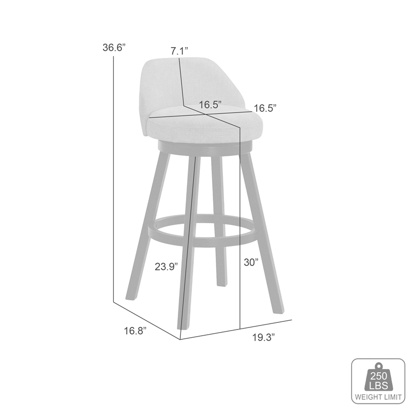 Erika Swivel Wood Bar Height Kitchen Bar Stool in Black with Cream Fabric Seat