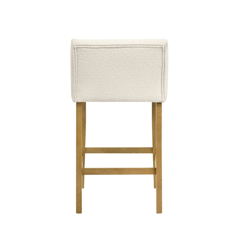 Fauna Wood Counter Height Bar Stool in Amber with White Boucle Seat - Set of 2