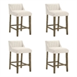Fauna Wood Counter Height Kitchen Bar Stool in Putty Brown/White - Set of 4