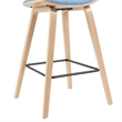 Fox Swivel Counter Height Bar Stool with Light Blue Seat and Oak Wood Frame