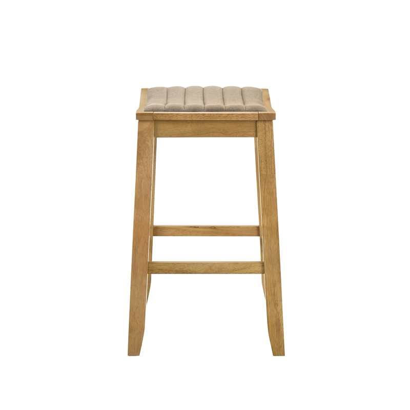 Iyani Wood Counter Height Bar Stool in Amber with Twilight Taupe Seat - Set of 4