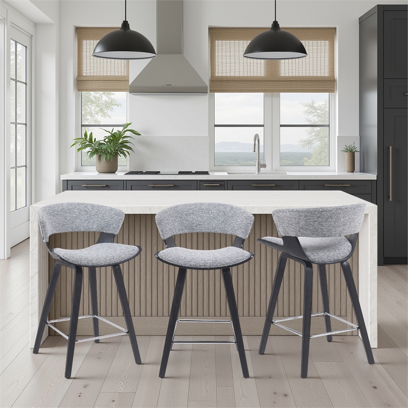 Jagger Counter Height Bar Stool in Black Brushed Wood Veneer/Gravel Grey Seat