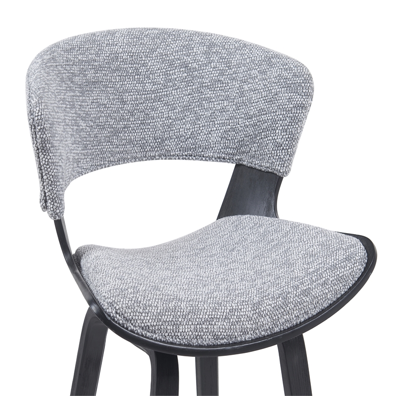 Jagger Counter Height Bar Stool in Black Brushed Wood Veneer/Gravel Grey Seat