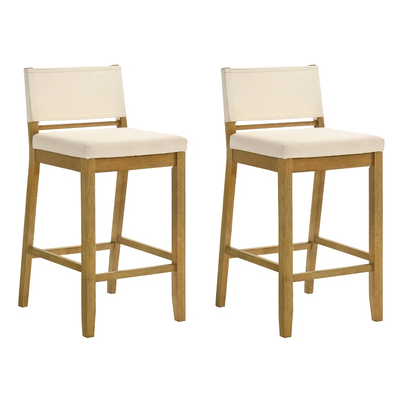 Yaneli Bar Height Bar Stool in Amber Glow with White Fabric Seat - Set of 2
