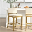 Yaneli Counter Height Bar Stool in Amber Glow with White Fabric Seat