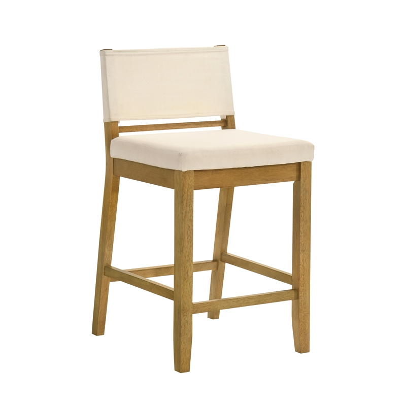 Yaneli Counter Height Kitchen Bar Stool in Amber Glow/White Fabric - Set of 4