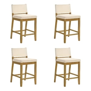 Yaneli Counter Height Kitchen Bar Stool in Amber Glow/White Fabric - Set of 4