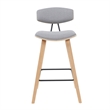 Fox Swivel Counter Height Bar Stool with Grey Seat and Oak Wood Frame