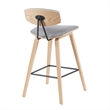 Fox Swivel Counter Height Bar Stool with Grey Seat and Oak Wood Frame