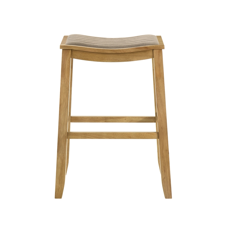 Iyani Wood Bar Height Kitchen Bar Stool in Amber Glow/Twilight Taupe Seat