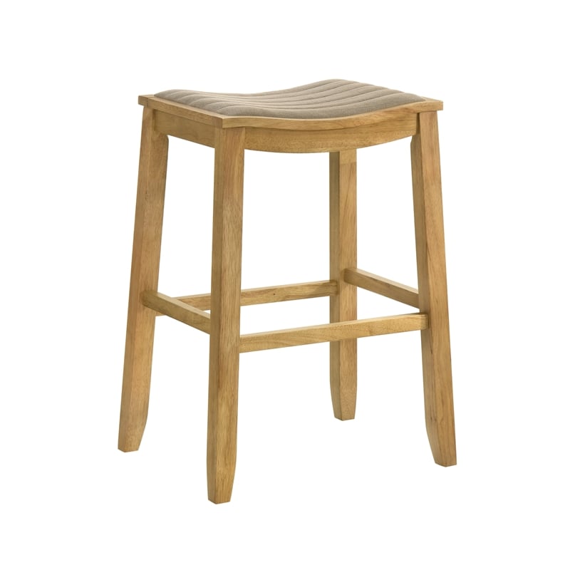 Iyani Wood Bar Height Bar Stool in Amber Glow with Twilight Taupe Seat- Set of 4