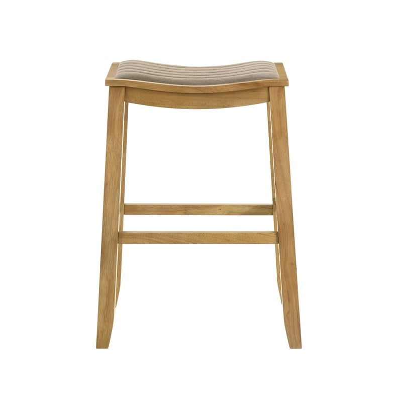 Iyani Wood Bar Height Bar Stool in Amber Glow with Twilight Taupe Seat- Set of 4
