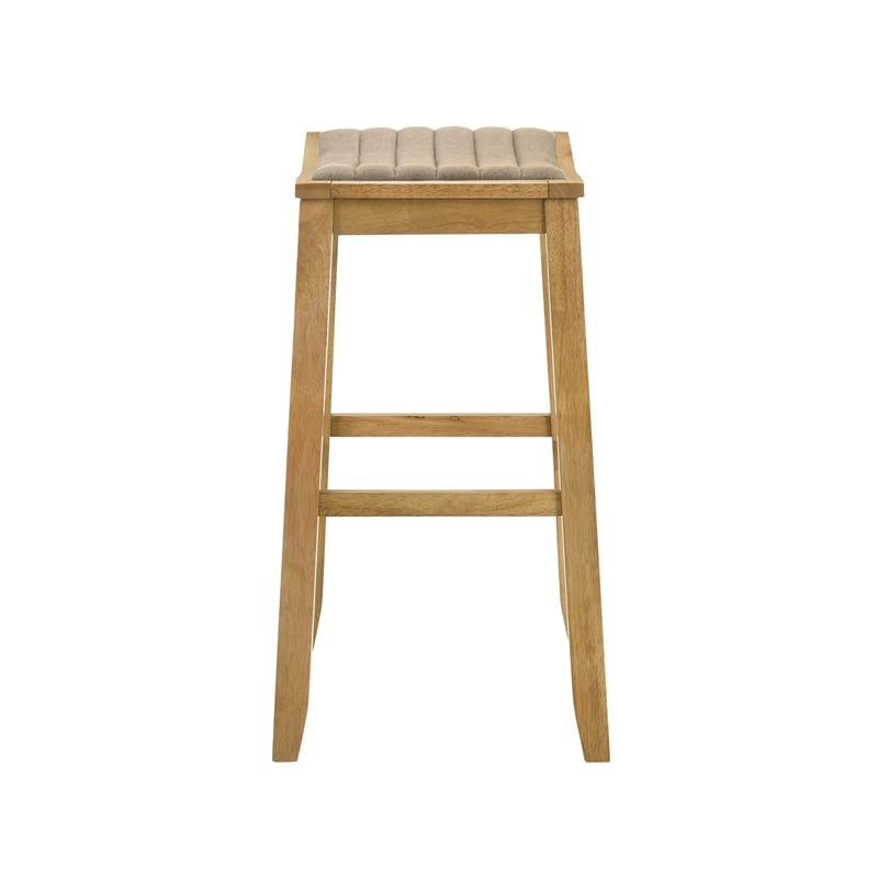 Iyani Wood Bar Height Bar Stool in Amber Glow with Twilight Taupe Seat- Set of 4