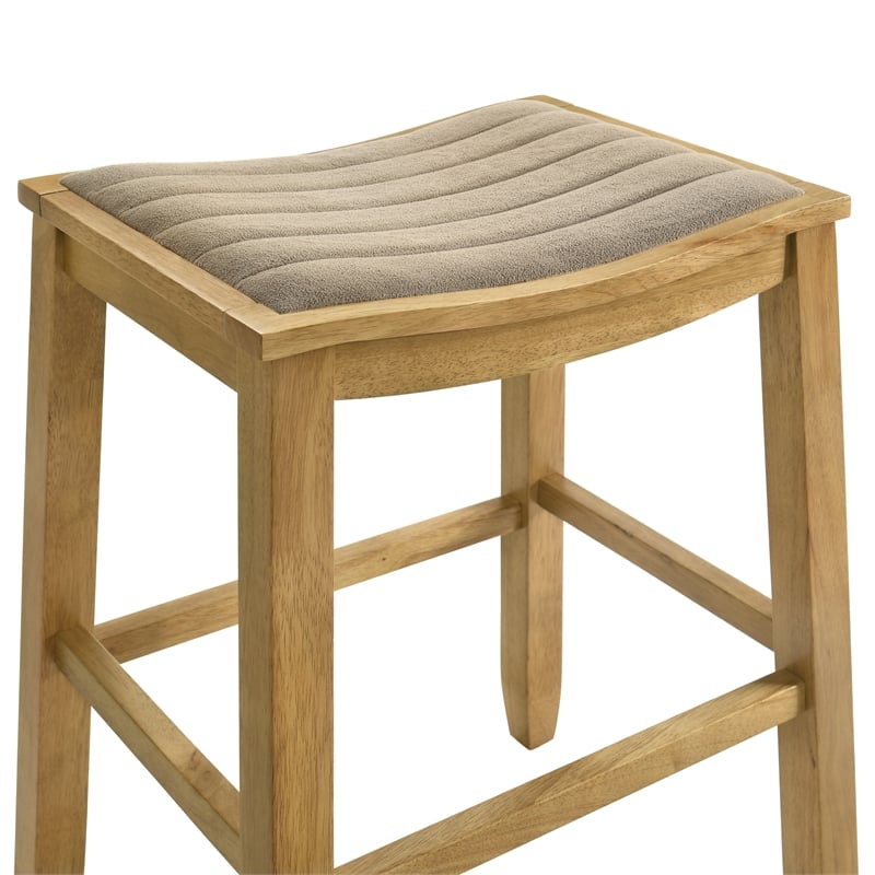 Iyani Wood Bar Height Bar Stool in Amber Glow with Twilight Taupe Seat- Set of 4