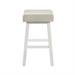 Lenon Wood Counter Height Kitchen Bar Stool in White with Cream Fabric Seat