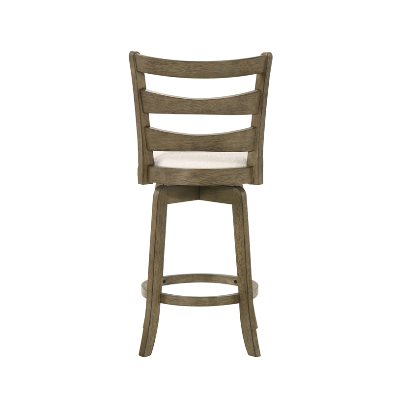 Melindra Swivel Wood Counter Height Bar Stool in Putty Brown/White - Set of 3