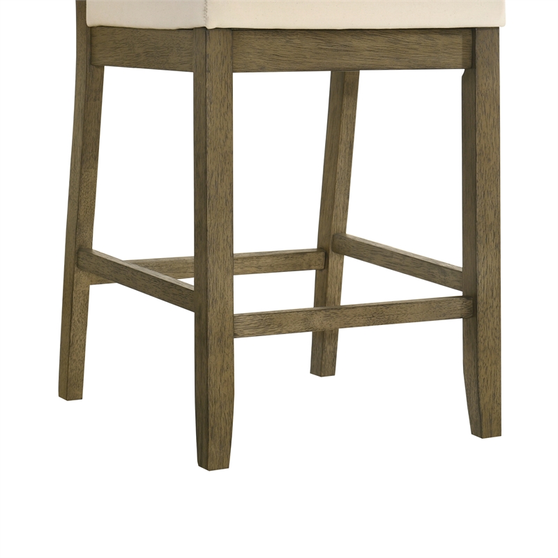Yaneli Counter Height Bar Stool in Putty Brown with White Fabric Seat - Set of 3