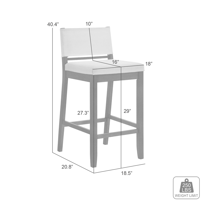 Yaneli Bar Height Bar Stool in Putty Brown with White Fabric Seat - Set of 3