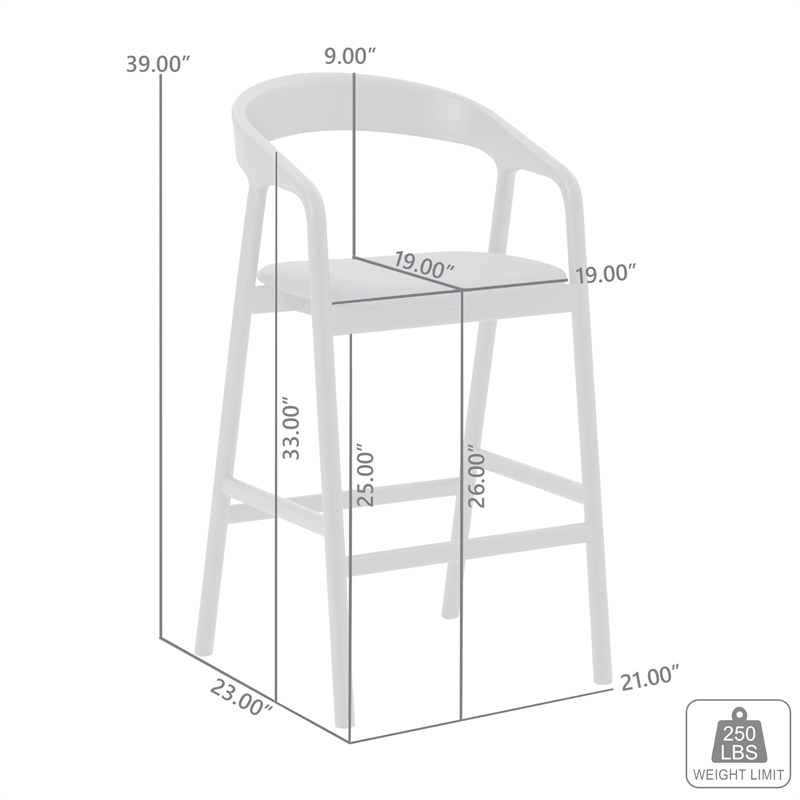 Apache Black Oak Wood and Faux Leather Counter Stool