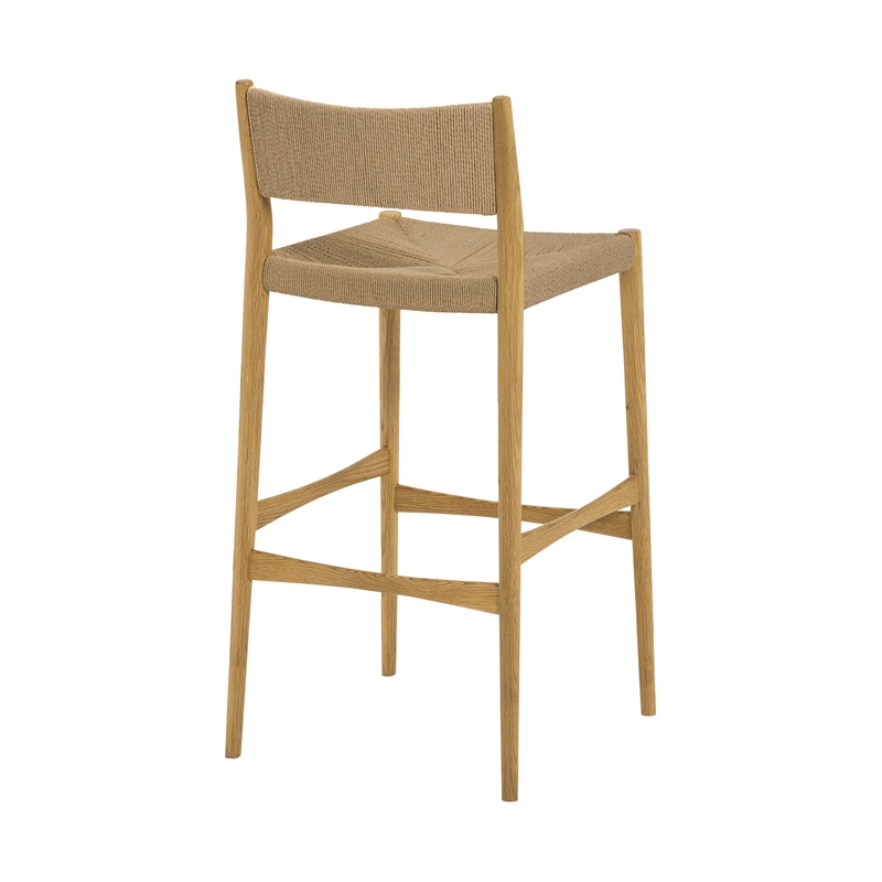 Erie Woven Paper Cord and Oak Wood Counter Stool