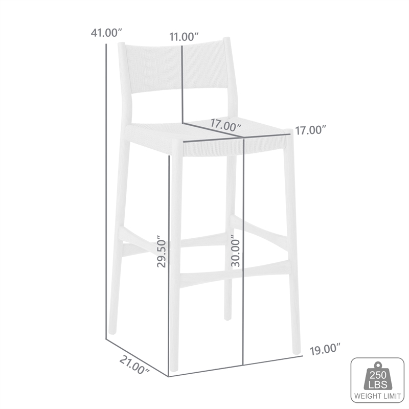 Erie Woven Paper Cord and Oak Wood Bar Stool