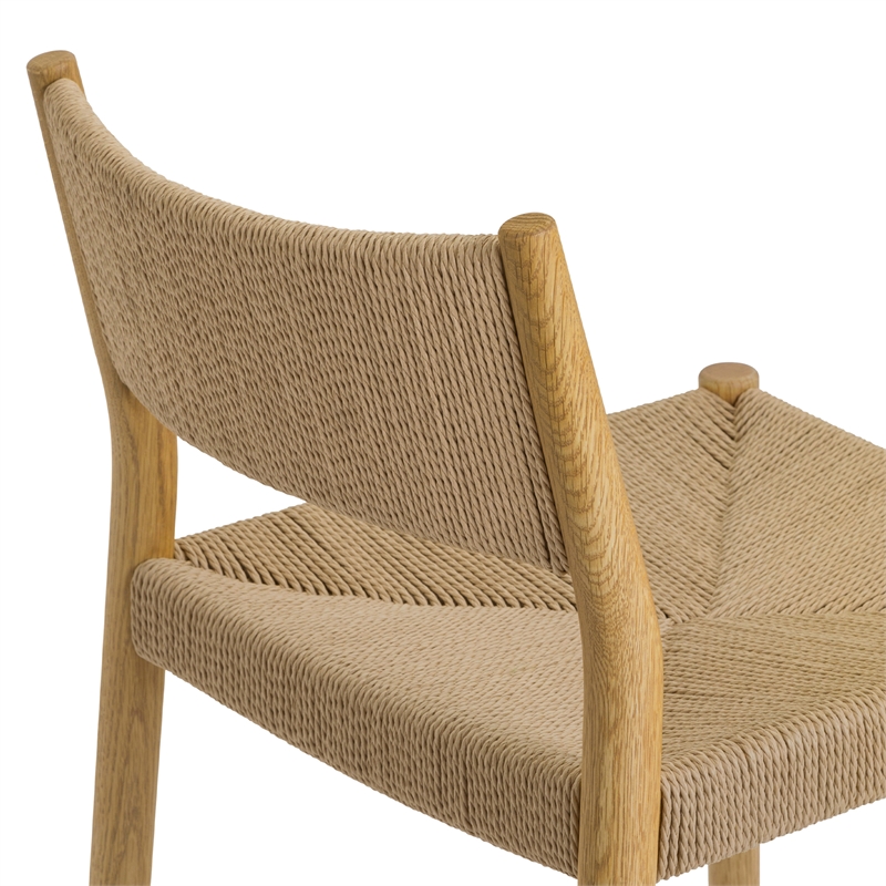 Erie Woven Paper Cord and Oak Wood Bar Stool