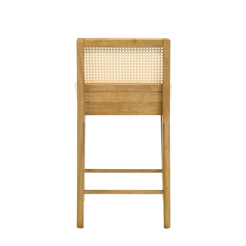Tobias Wood Counter Height Bar Stool in Amber Glow/White Boucle Seat - Set of 3