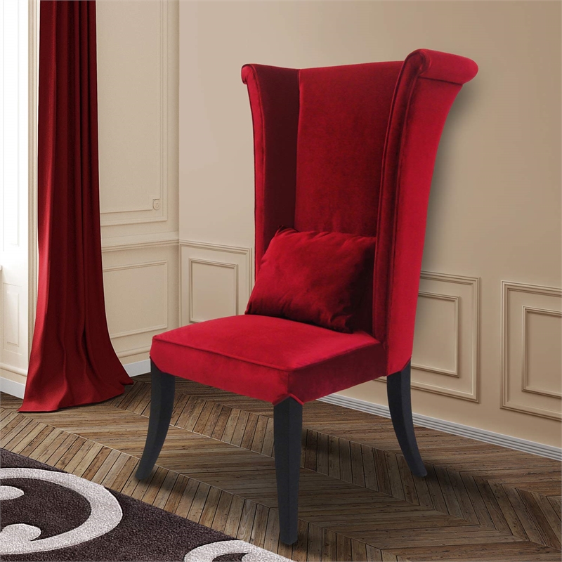 Armen Living Mad Hatter Modern Velvet Dining Chair with Black Piping in Gray