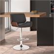 Armen Living London Modern Leather & Metal Swivel Barstool in Black/Walnut