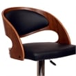 Armen Living Malibu Modern Leather & Metal Swivel Barstool in Black/Walnut