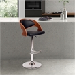 Armen Living Malibu Modern Leather & Metal Swivel Barstool in Black/Walnut