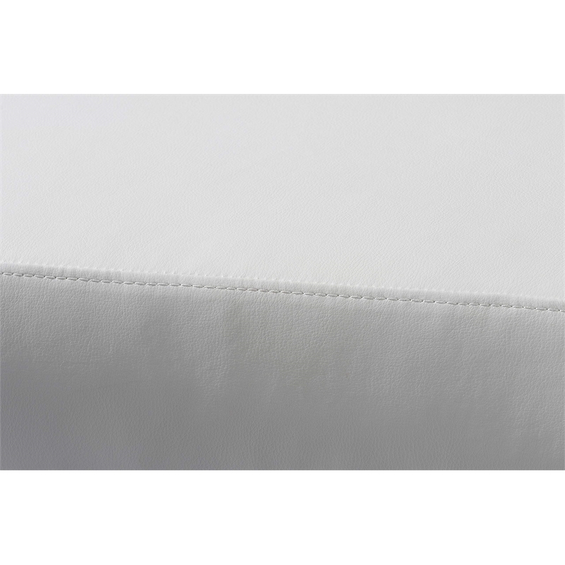Armen Living Amanda Modern Vinyl & Metal Living Room Bench in White/Silver