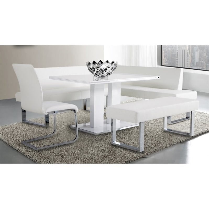 Armen Living Amanda Contemporary / Modern Metal Dining Table in White