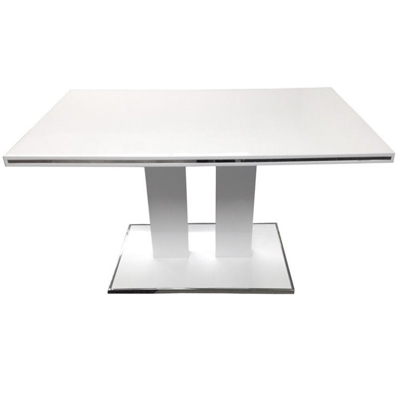 Armen Living Amanda Contemporary / Modern Metal Dining Table in White