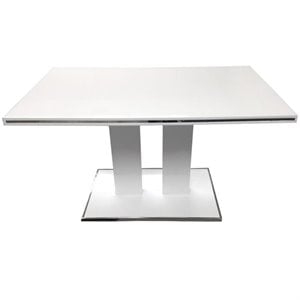 Armen Living Amanda Contemporary / Modern Metal Dining Table in White