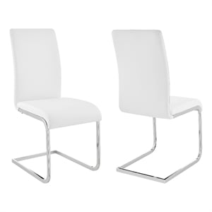 Armen Living Amanda Modern Faux Leather Dining Chair in White